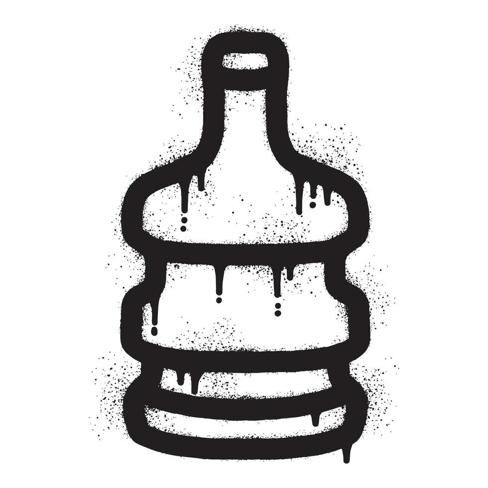 Water gallon graffiti drawn with black spray paint vector