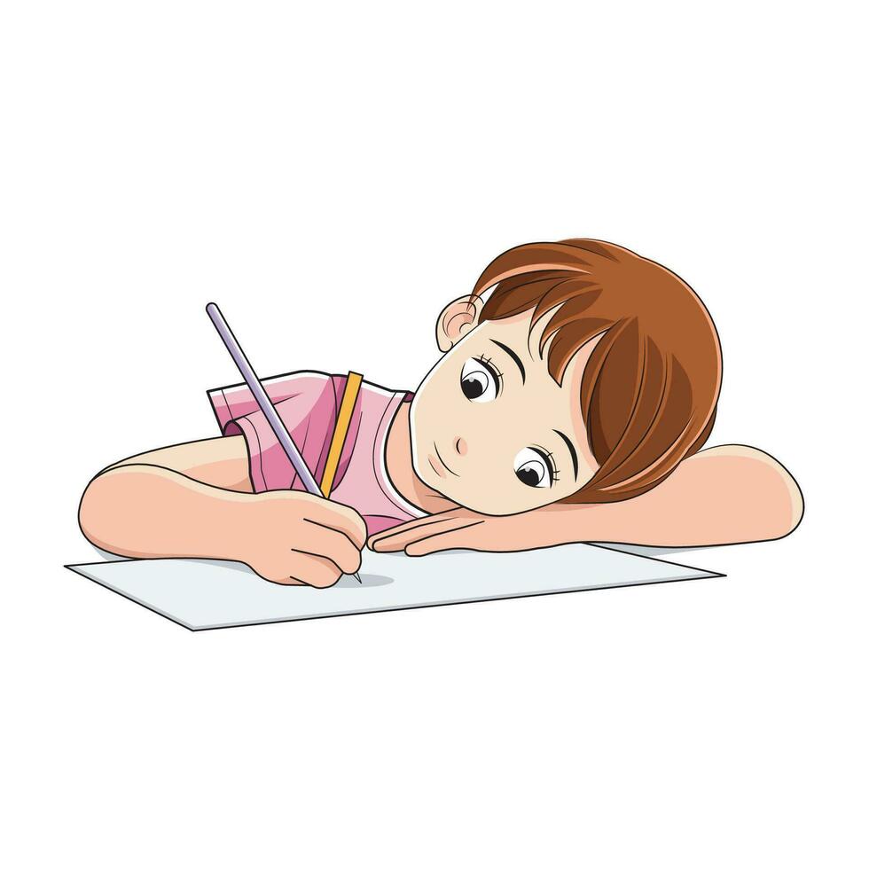 Education Concept. Girls being lazy to study. Vector illustration