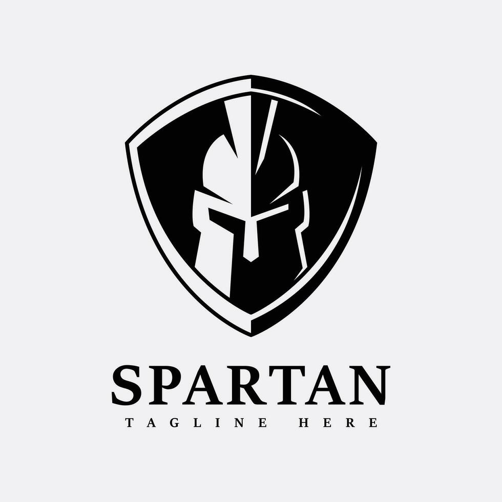 spartan silhouette character template logo illustration vector