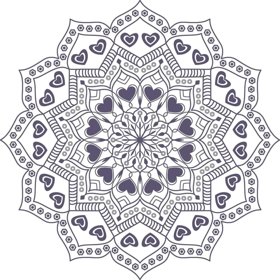 A circular mandala design with hearts. vintage decorative elements. oriental pattern. vector
