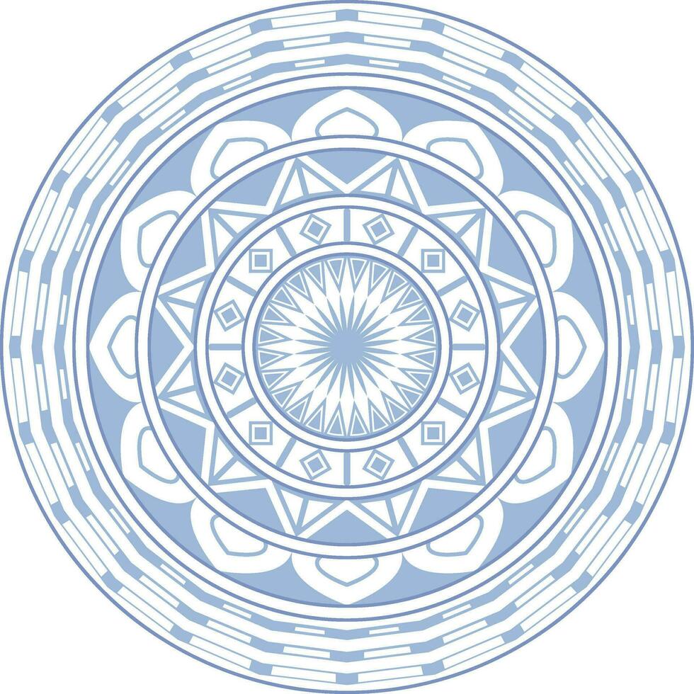 A blue and white circular design with a circular pattern,  mandala art with simple shapes vector