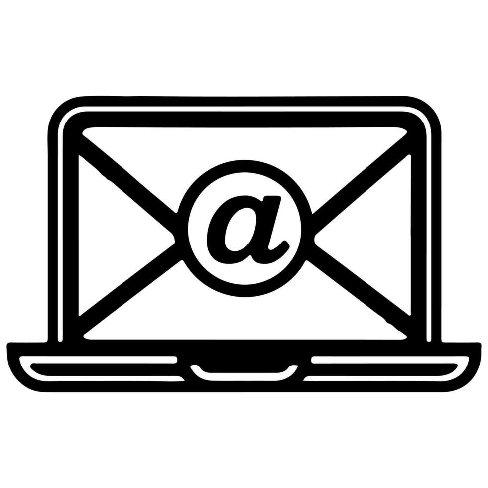 AI generated Email message envelope line art icon for apps and websites black outline vector illustration