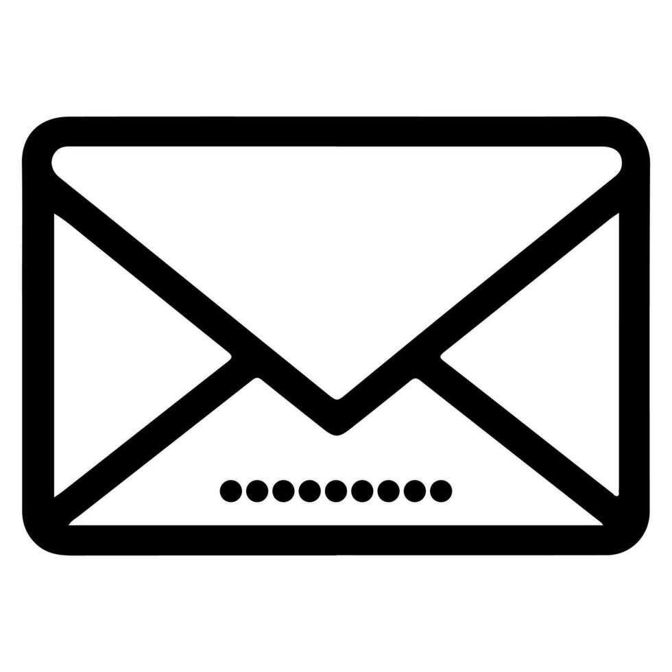 AI generated Email message envelope line art icon for apps and websites black outline vector illustration