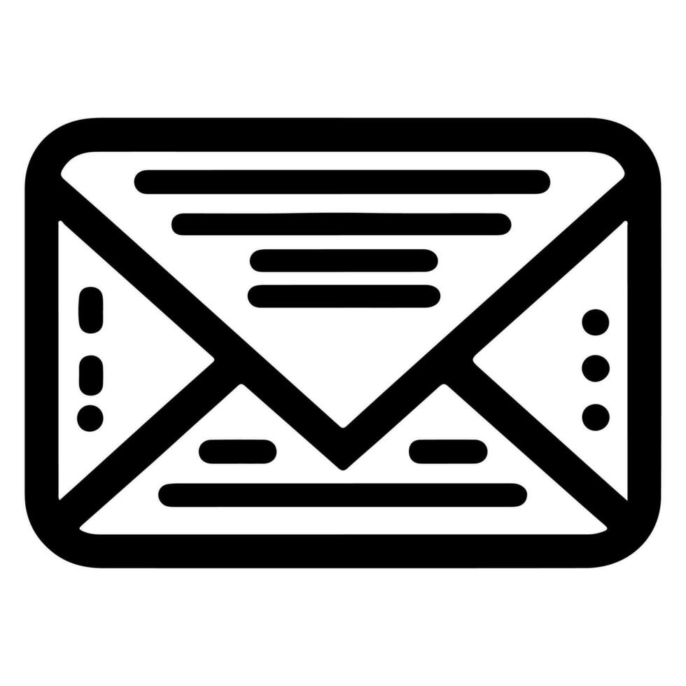 AI generated Email message envelope line art icon for apps and websites black outline vector illustration