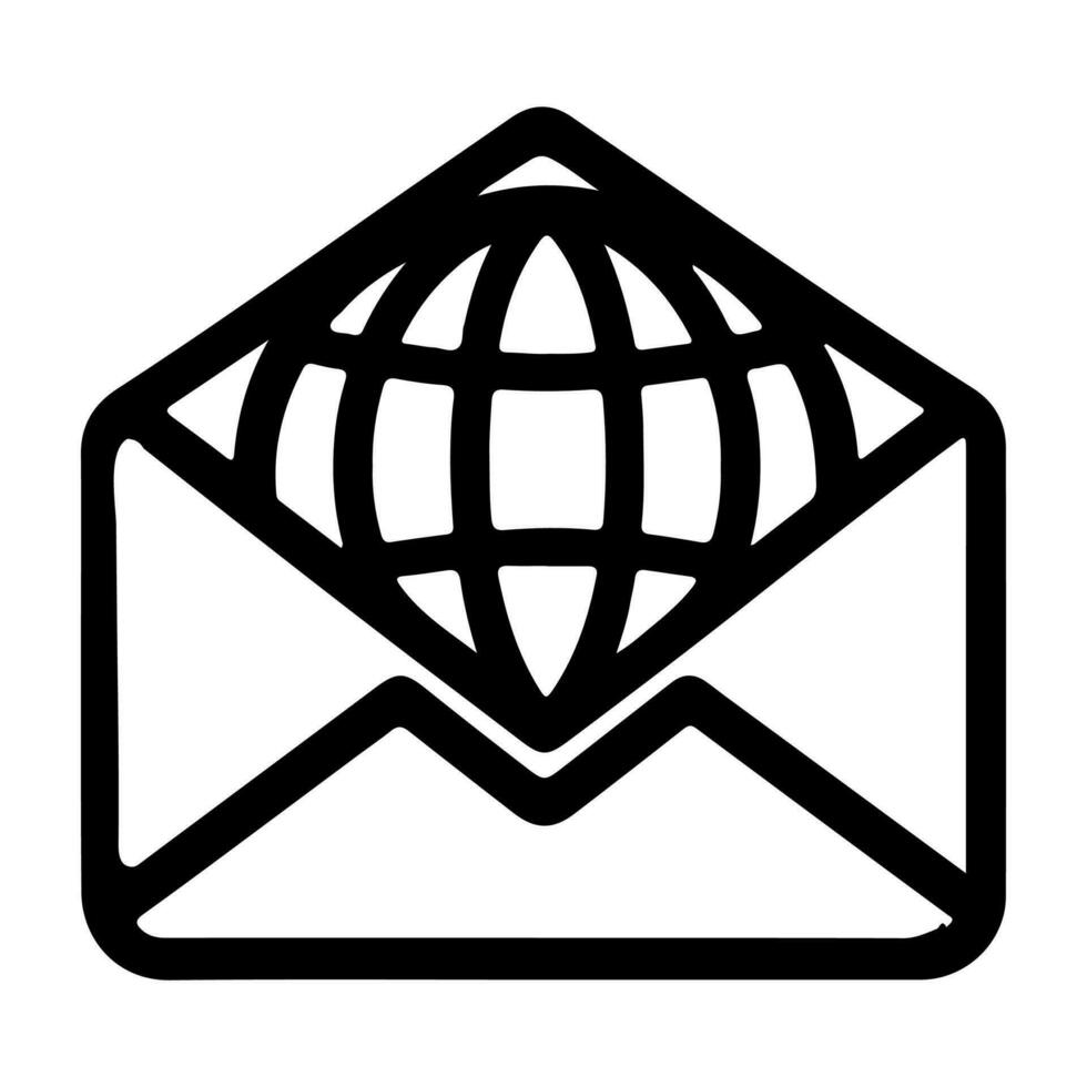 AI generated Email message envelope line art icon for apps and websites black outline vector illustration