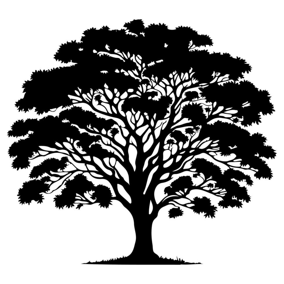 AI generated single tree black silhouette vector illustration