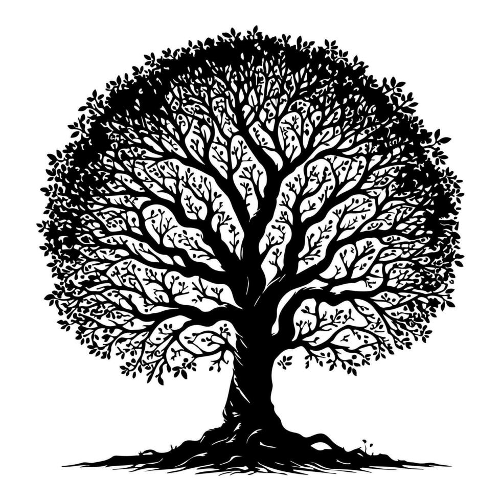 ai generado soltero árbol negro silueta vector ilustración