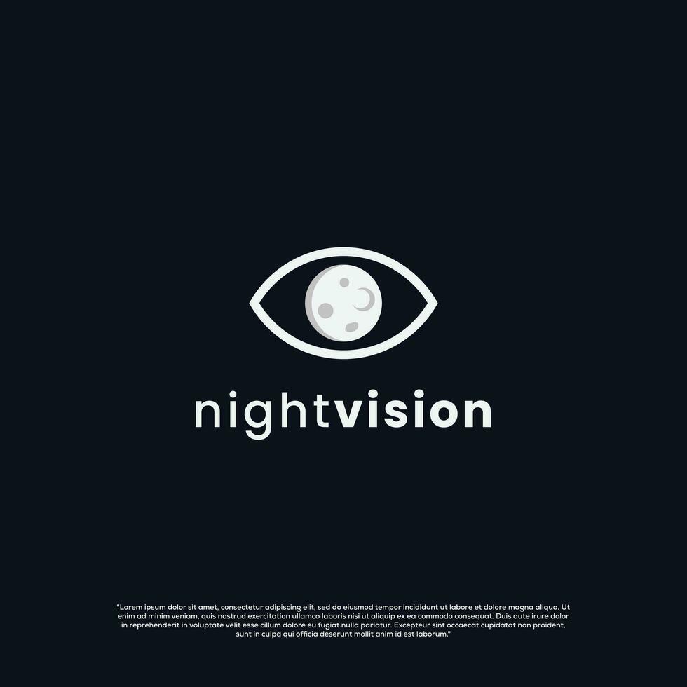 noche visión logo, ojo con el Luna concepto logo vector