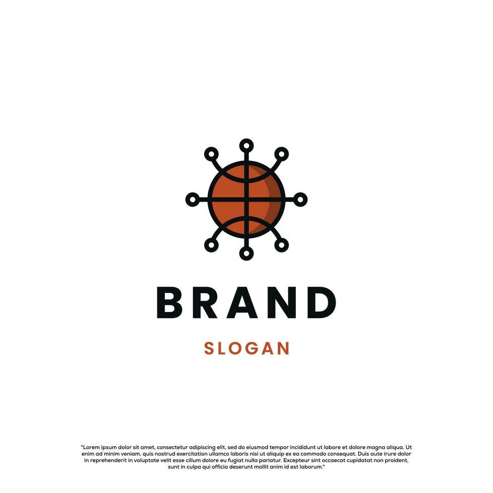 baloncesto tecnología logo diseño futurista concepto vector