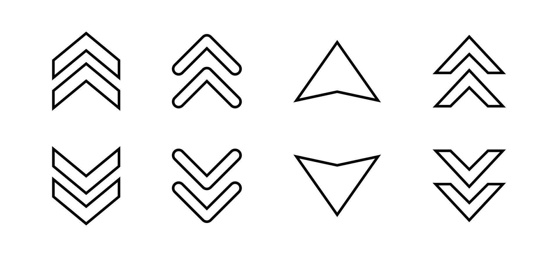 Swipe up down icon set in line style. Upward and downward arrow symbol vector