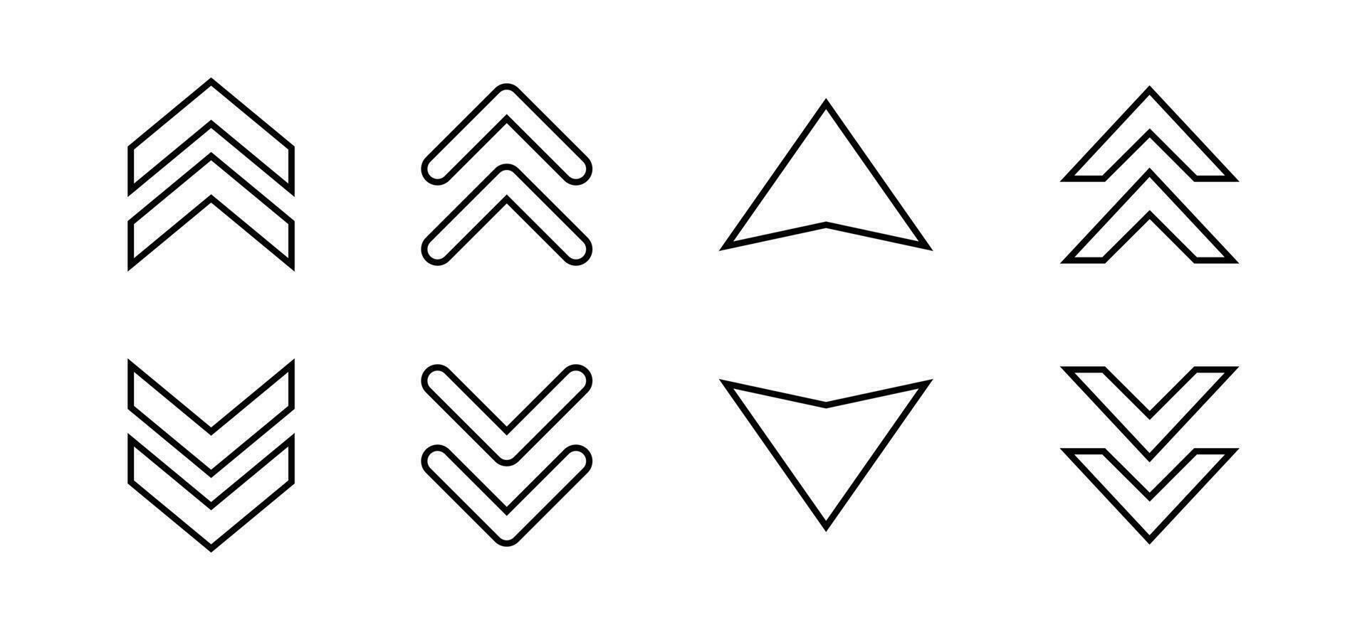 Swipe up down icon set in line style. Upward and downward arrow symbol vector