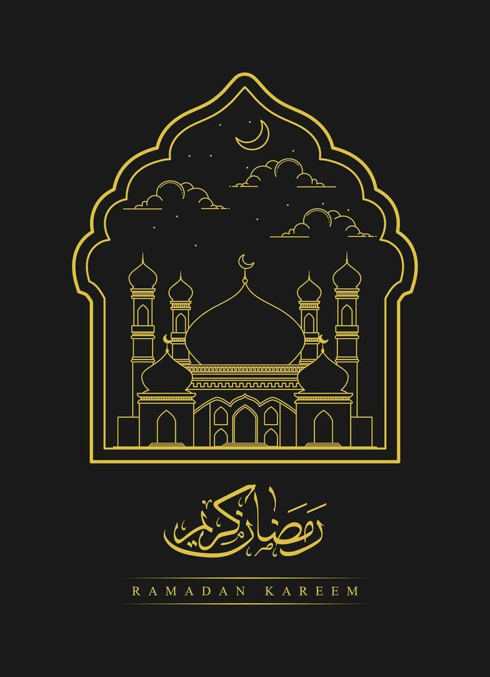 Ramadan Kareem vector celebration of holy month of line art style design template