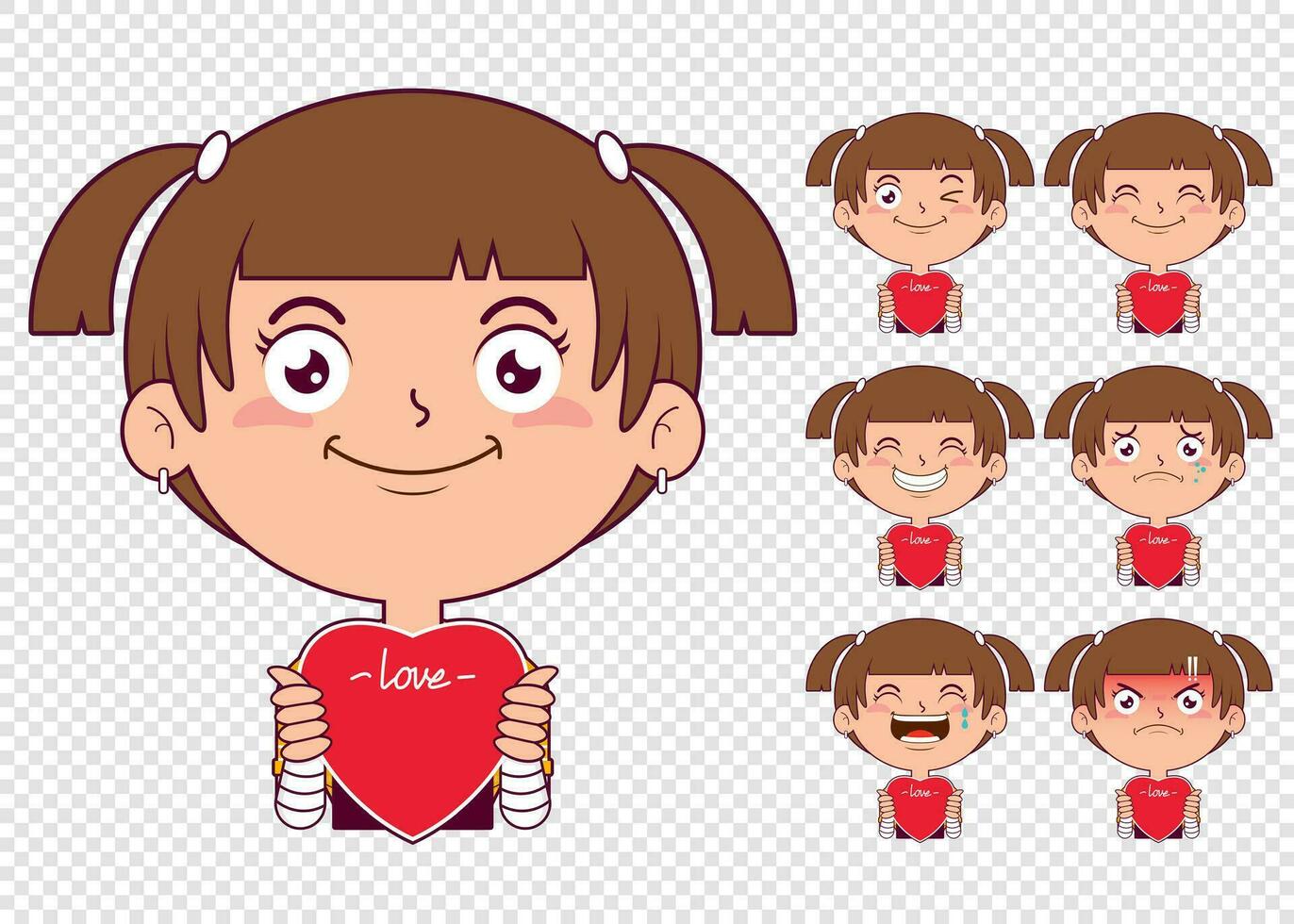 niña participación corazón dibujos animados linda colección vector