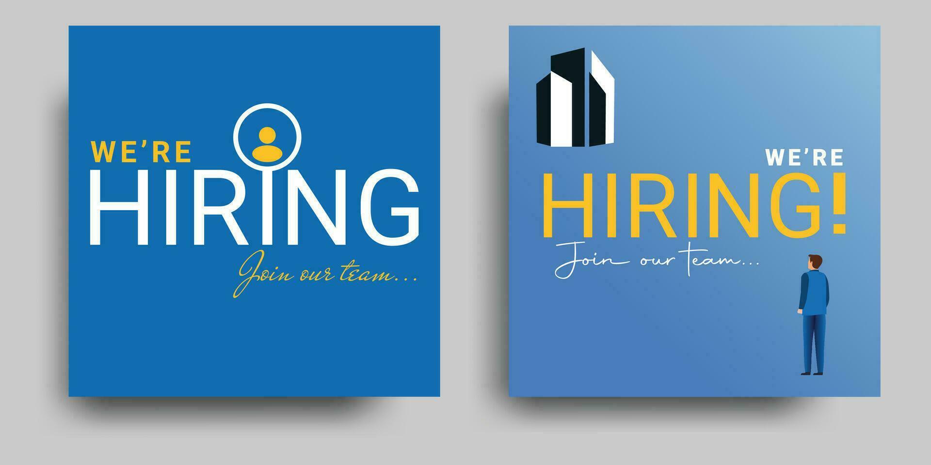 We are hiring social media post design template .Hiring Job post template, We are hiring Job advertisement .Job vacancy social media design. Vector design.