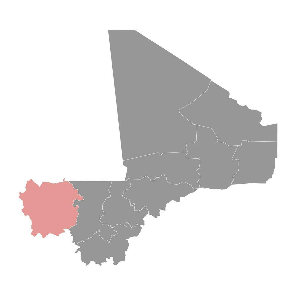 Kayes región mapa, administrativo división de malí vector ilustración.