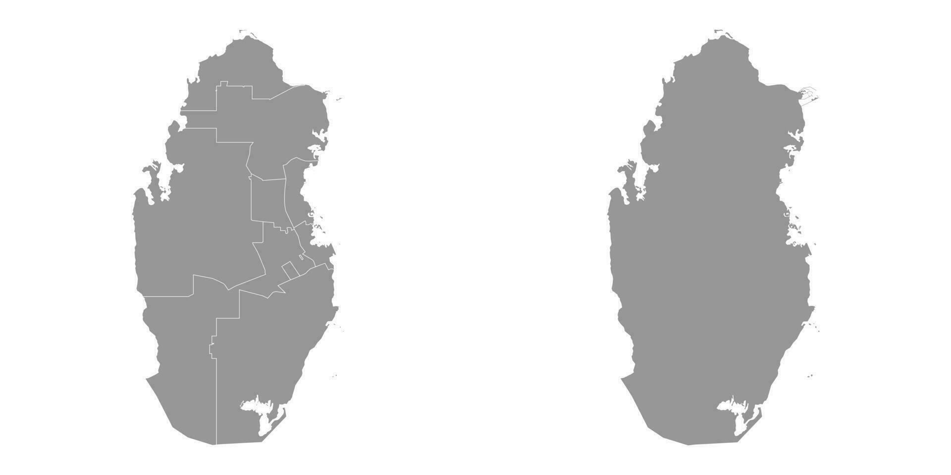 Grey map of the administrative divisions of the country of Qatar. Vector illustration.