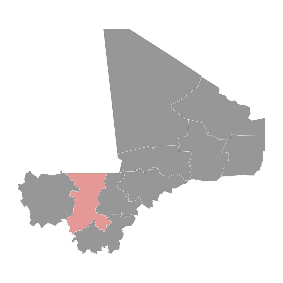 Koulikoro region map, administrative division of Mali. Vector illustration.