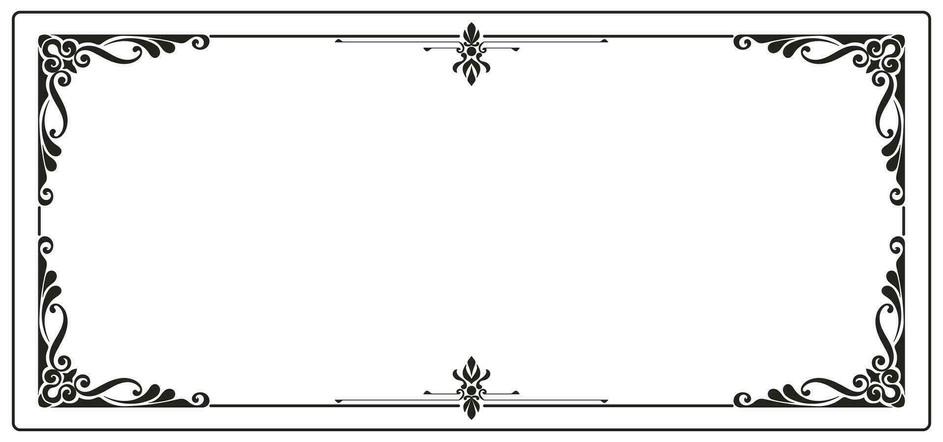 Black frame for name tag Vintage line prayer frame pattern for decoration. vector