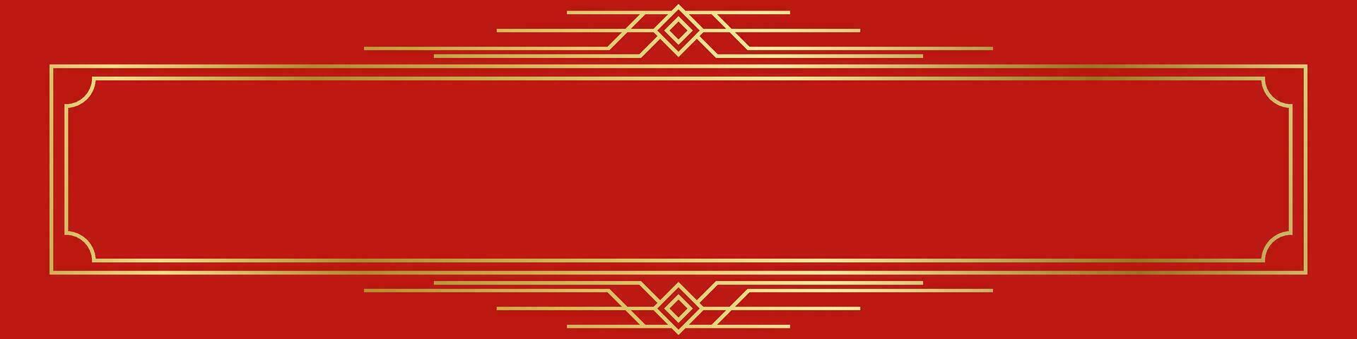 Golden framed lines for cards on an elegant red background. decorated in china vector