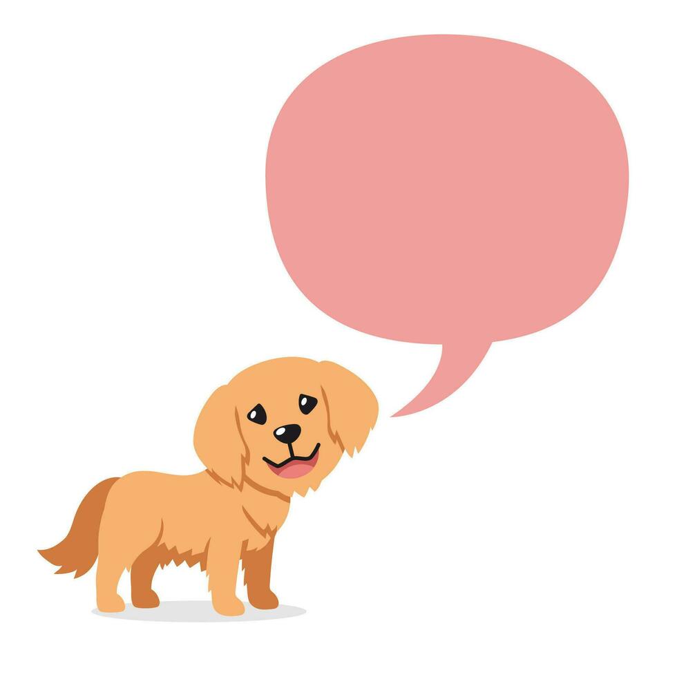 Vector cartoon character cute golden retriever dog with speech bubble