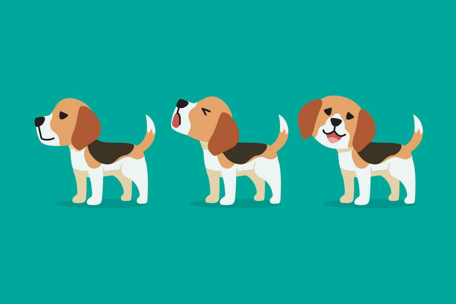 Set of vector cartoon character beagle dog