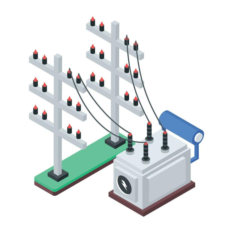 Eco Power Isometric Icons vector
