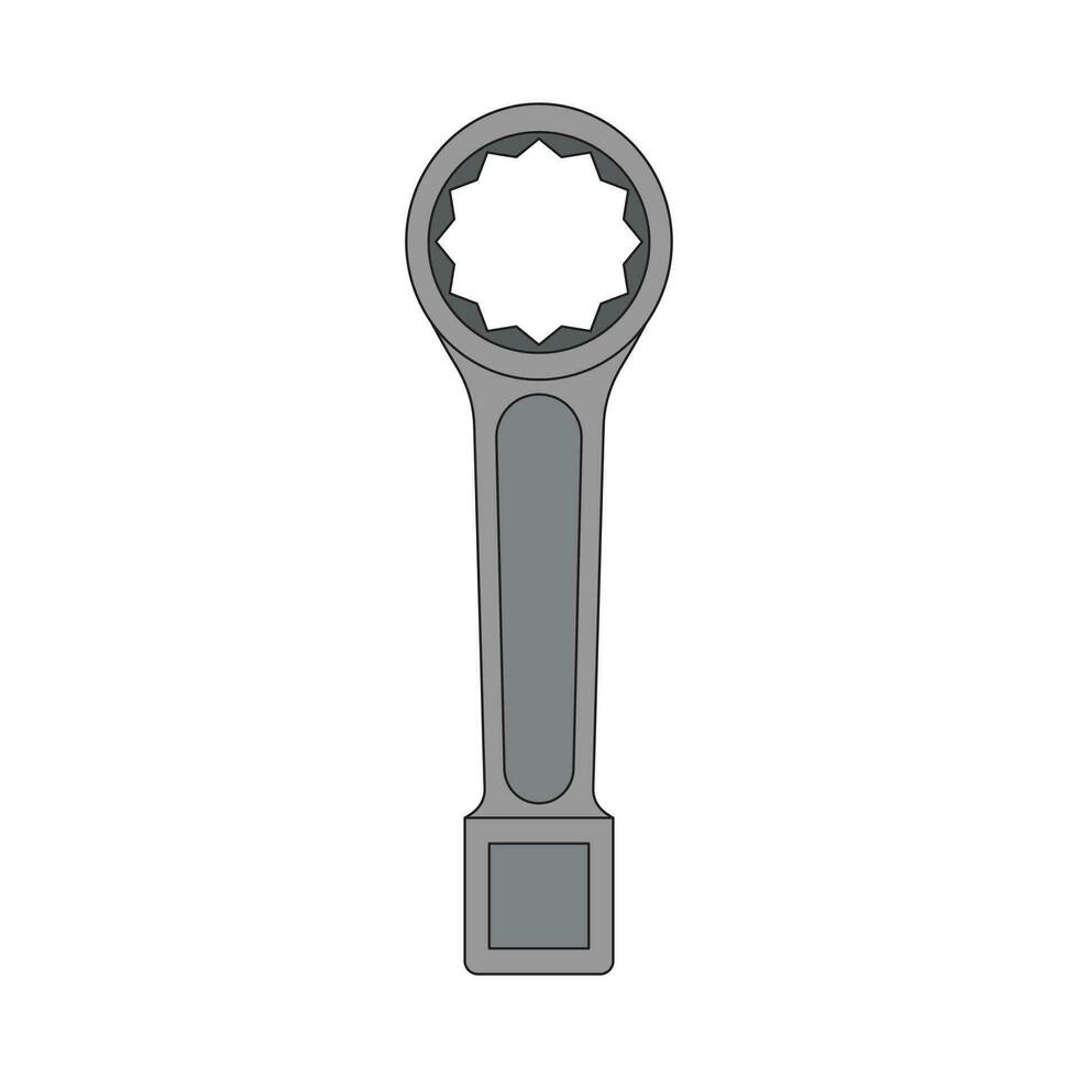 Kids drawing Cartoon Vector illustration hammer wrench icon Isolated on White Background