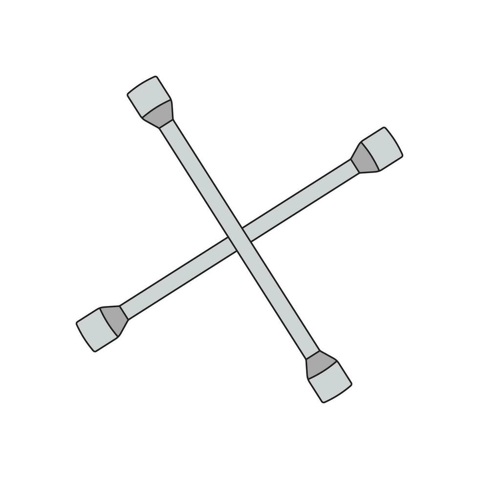Kids drawing Cartoon Vector illustration lug wrench icon Isolated on White Background