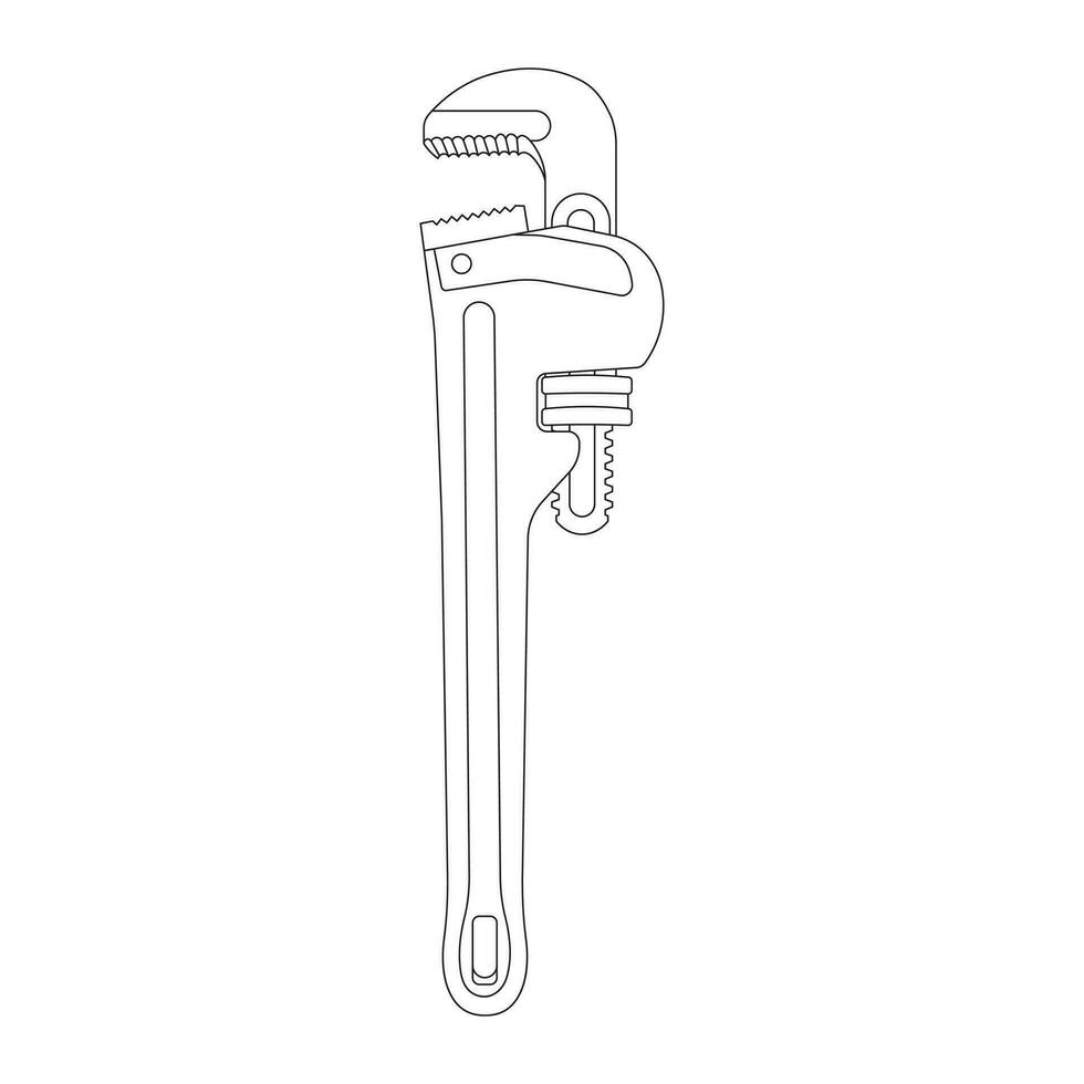 Black and white illustration of a crossed adjustable pipe wrench