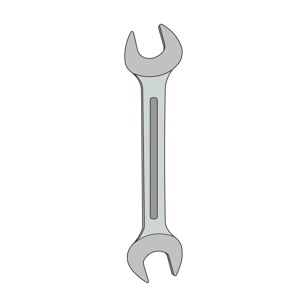 Kids drawing Cartoon Vector illustration open ended wrench icon Isolated on White Background