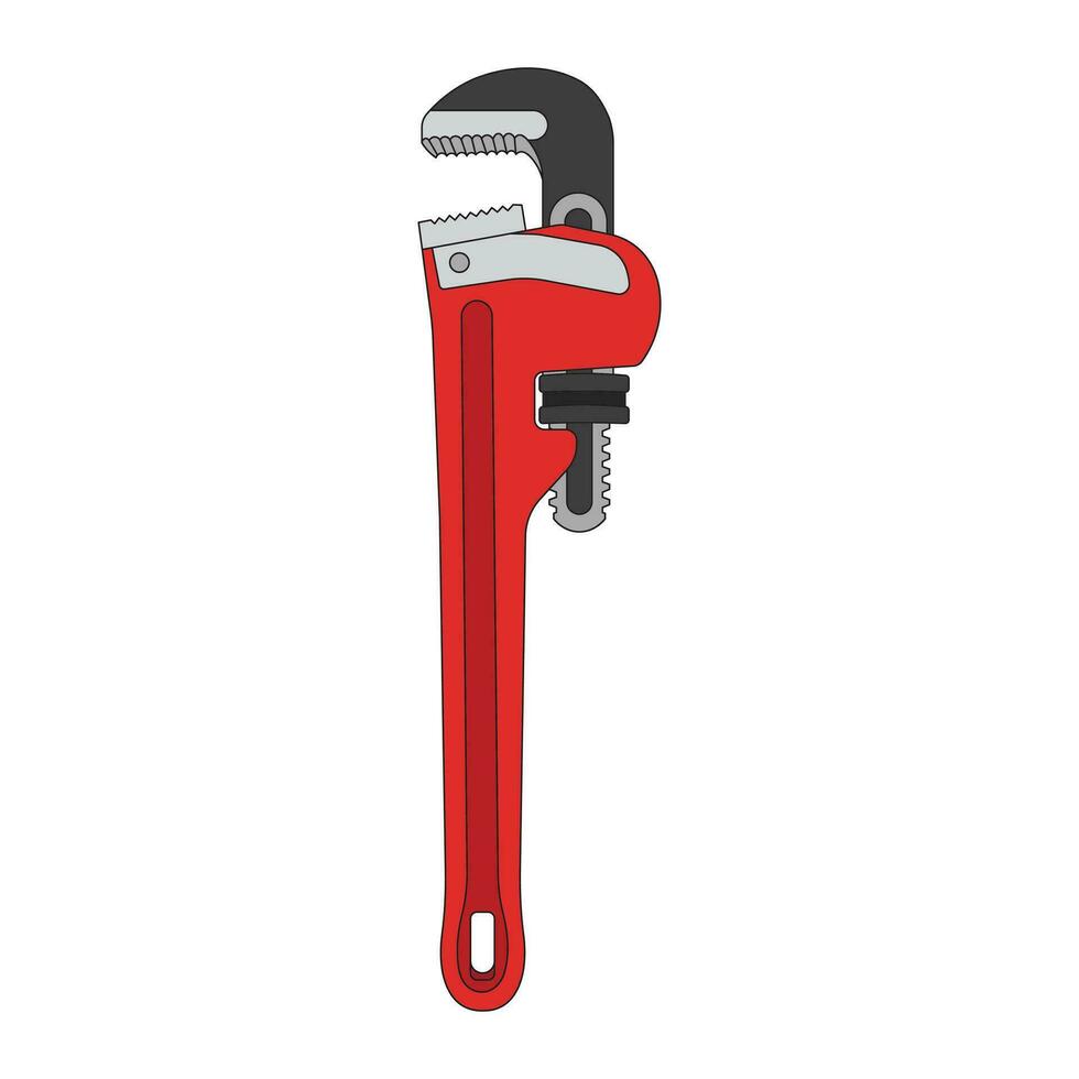 Kids drawing Cartoon Vector illustration pipe wrench icon Isolated on White Background