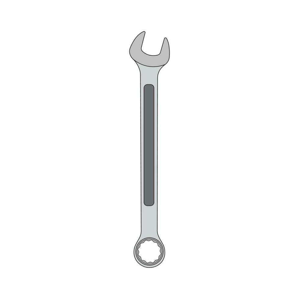 Kids drawing Cartoon Vector illustration combination wrench icon Isolated on White Background