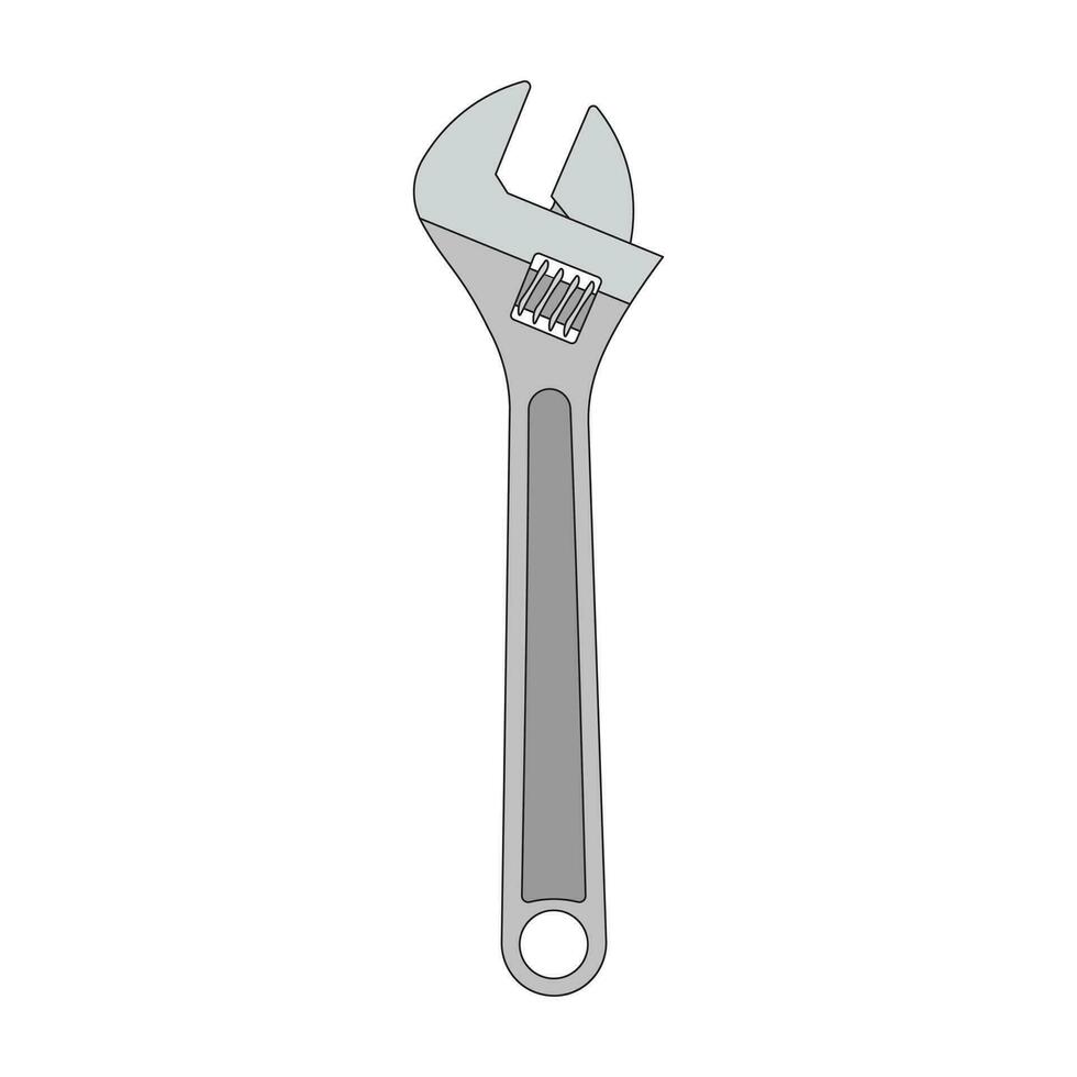 Kids drawing Cartoon Vector illustration adjustable wrench icon Isolated on White Background