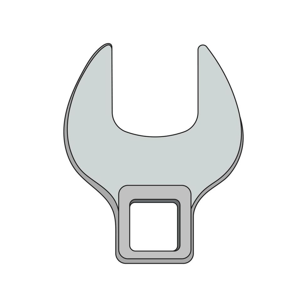 Kids drawing Cartoon Vector illustration crowfoot wrench icon Isolated on White Background