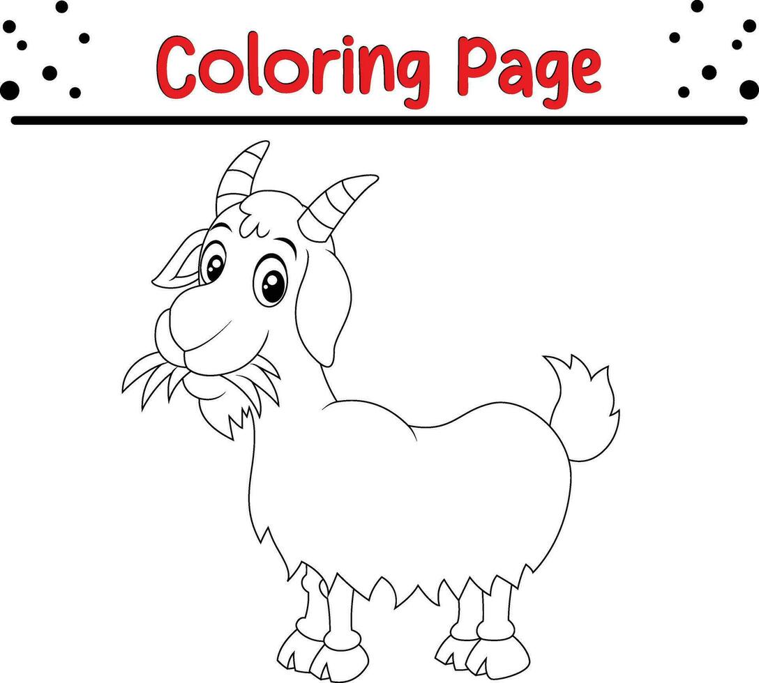 Coloring pages goat eating grass vector