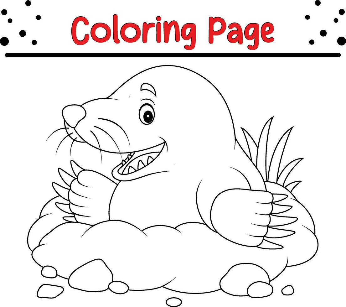 colorante paginas linda Topo para niños vector
