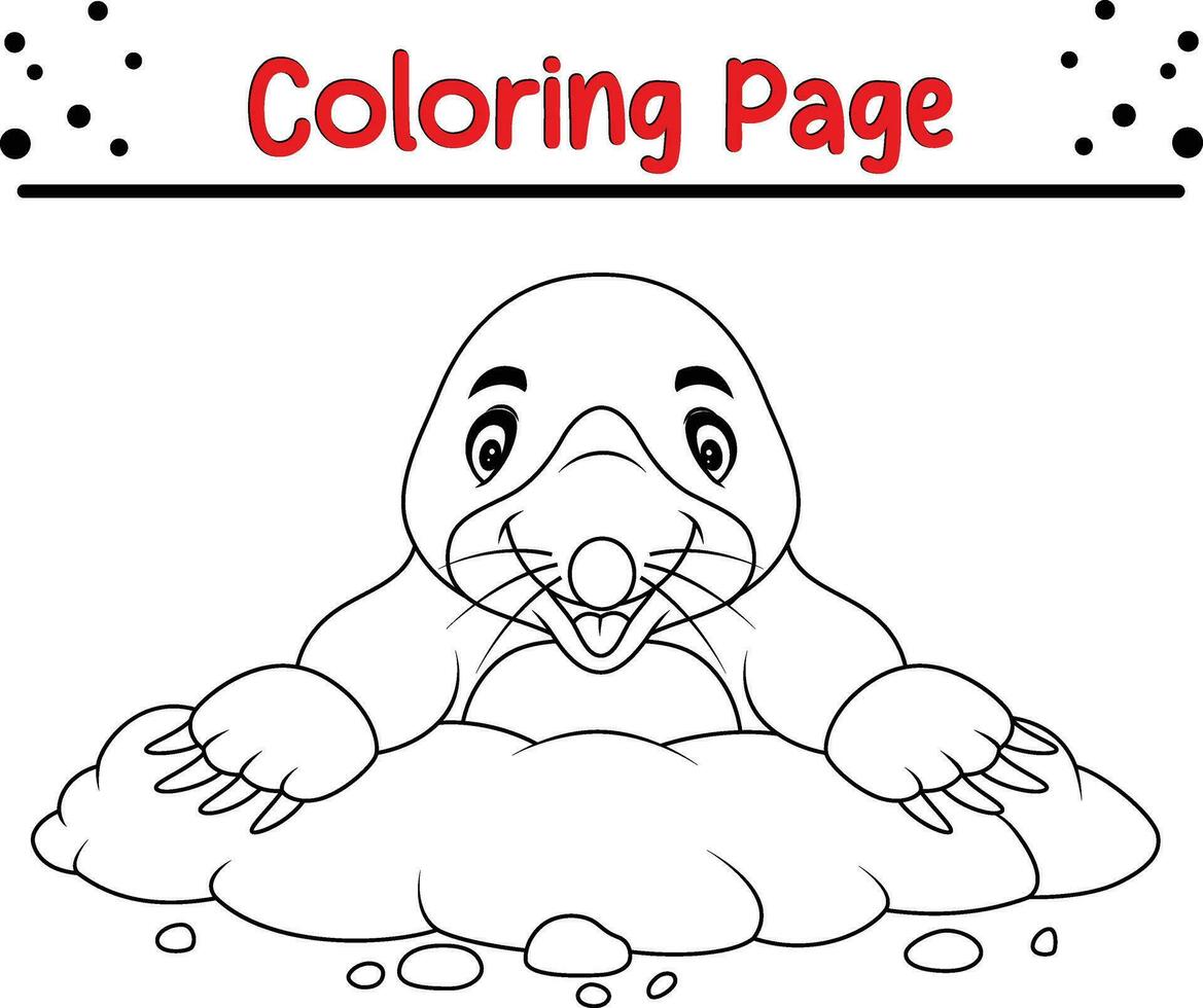 colorante paginas linda Topo para niños vector