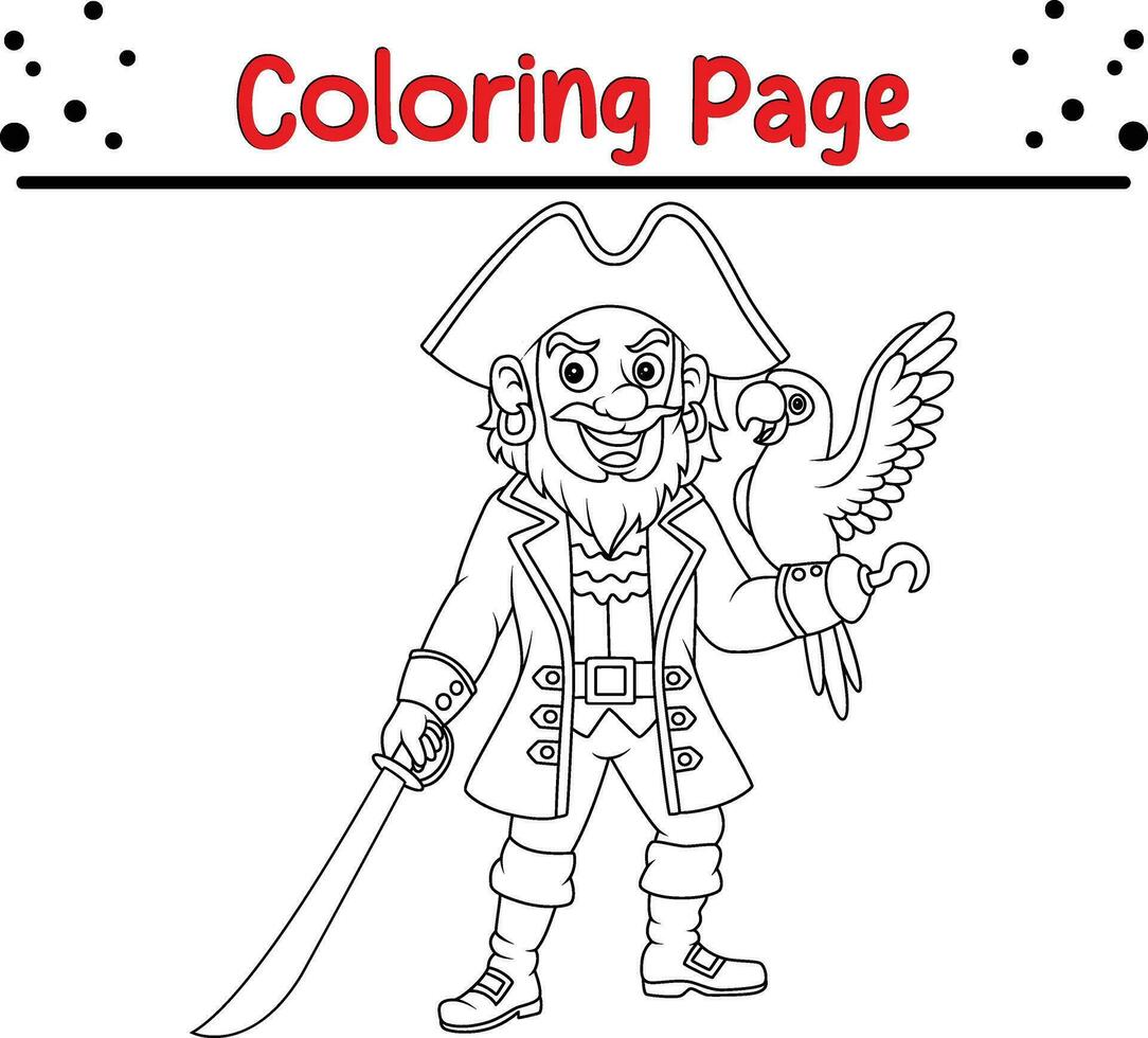 Coloring pages pirate captain for kids vector