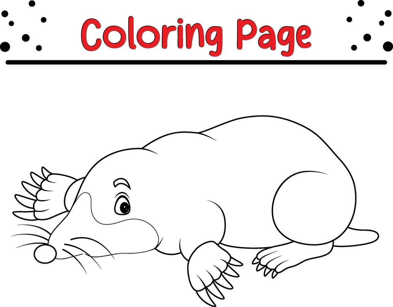 Coloring pages cute mole for kids vector