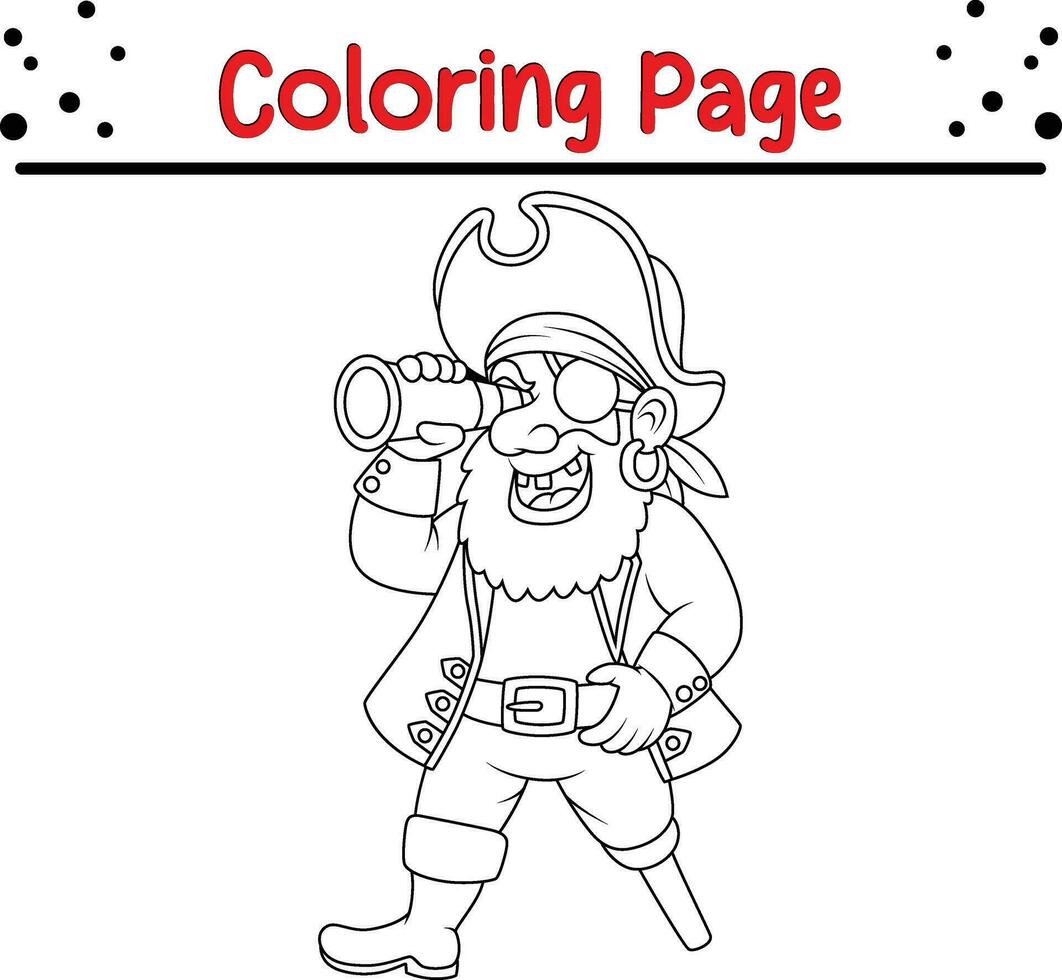 colorante paginas pirata capitán para niños vector