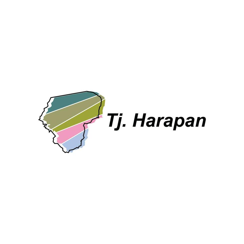 Map City of Tj. Harapan World Map International vector template with outline, graphic sketch style isolated on white background