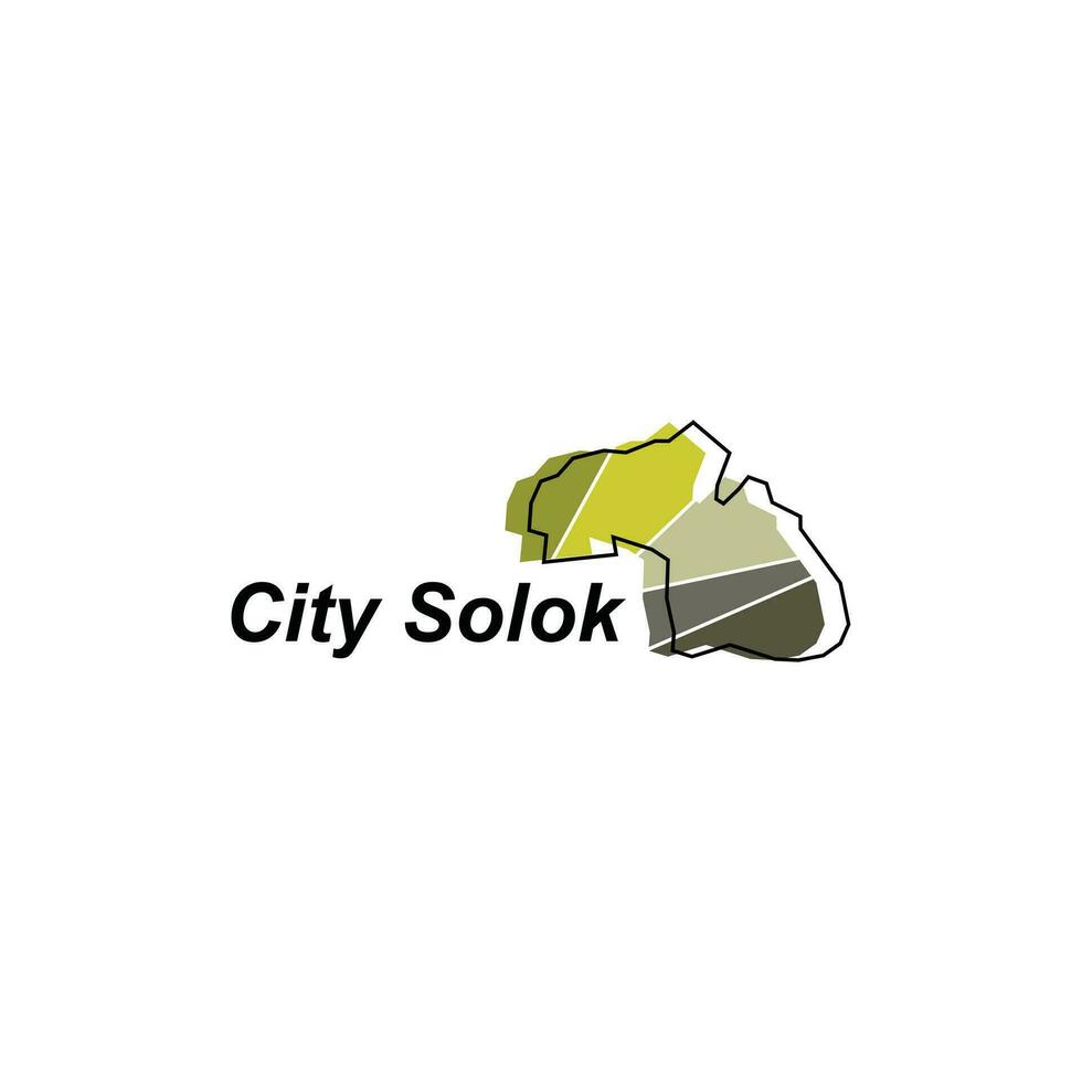 City Solok map. vector map of Indonesia Country colorful design, illustration design template on white background