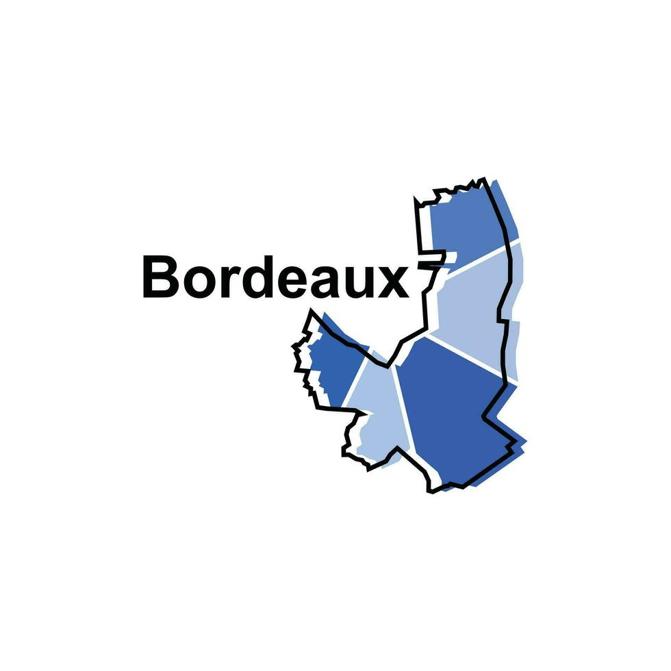 Bordeaux City Map Vector isolated illustration of simplified administrative, map of France Country design template