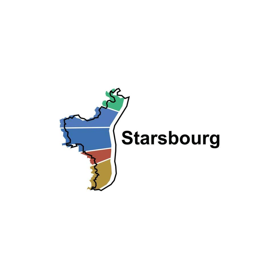 Starsbourg City Map Vector isolated illustration of simplified administrative, map of France Country design template