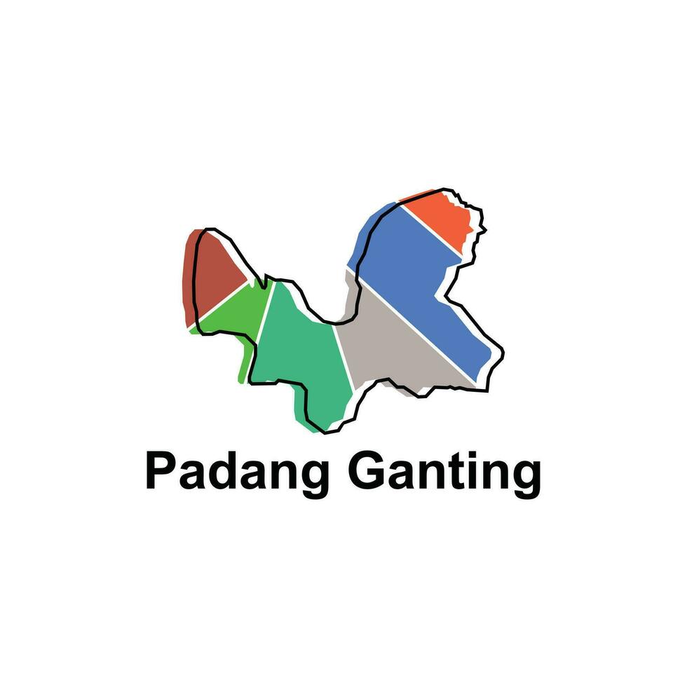Map City of Padang Ganting World Map International vector template with outline, graphic sketch style isolated on white background