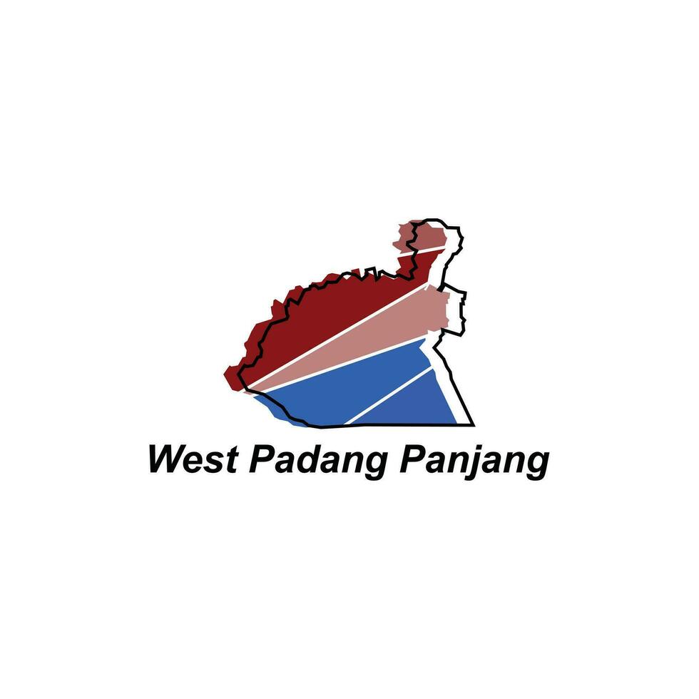 West Padang Panjang map. vector map of Indonesia Country colorful design, illustration design template on white background
