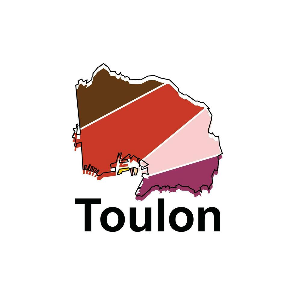 Toulon City Map Vector isolated illustration of simplified administrative, map of France Country design template