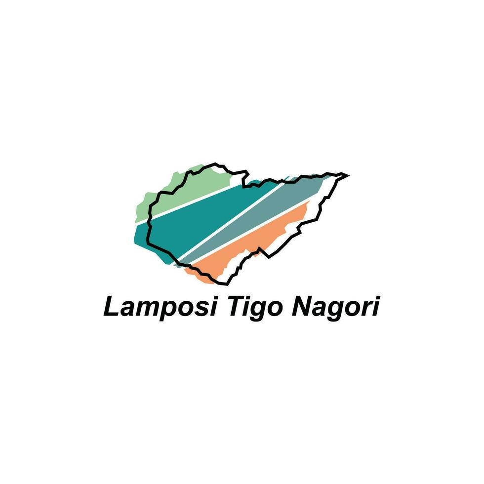 Map City of Lamposi Tigo Nagori World Map International vector template with outline, graphic sketch style isolated on white background