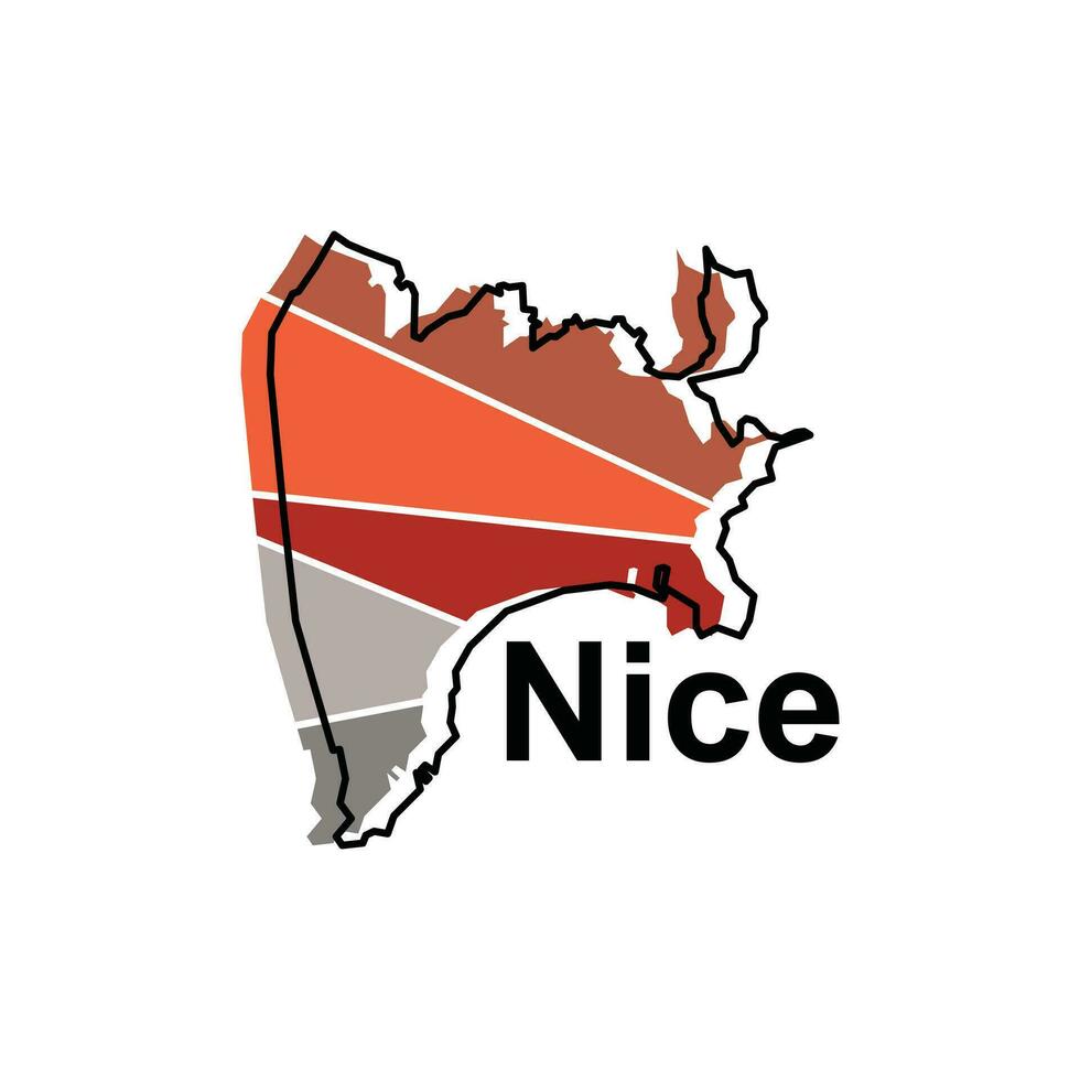 Nice City Map Vector isolated illustration of simplified administrative, map of France Country design template