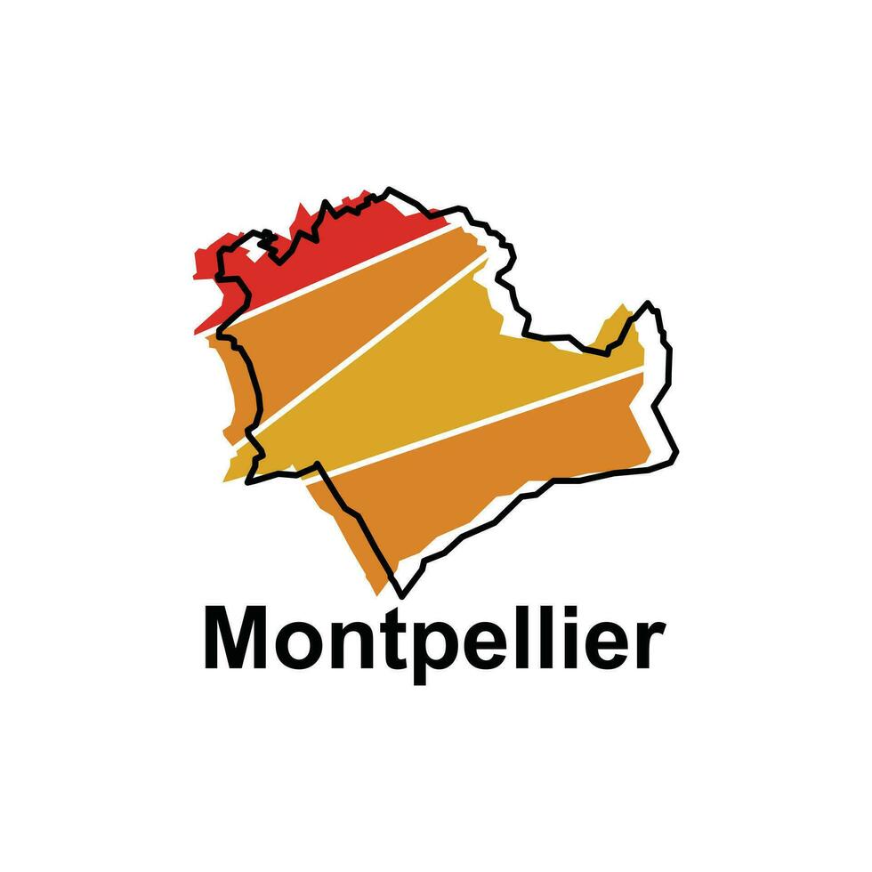 Montpellier ciudad mapa vector aislado ilustración de simplificado administrativo, mapa de Francia país diseño modelo